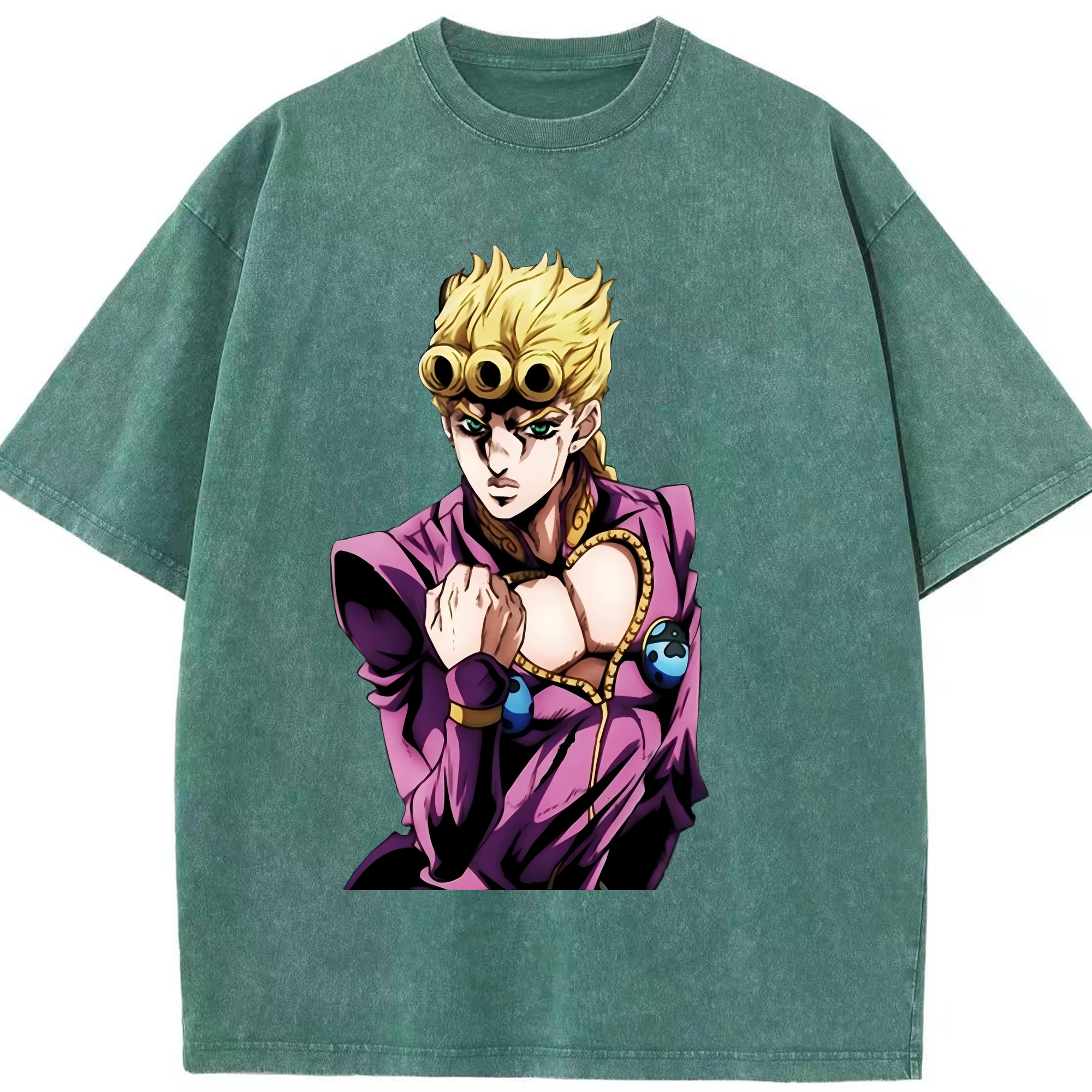 （画像用） ジョジョの奇妙な冒険 ジョルノ?ジョバァーナ JoJo's Bizarre Adventure Giorno Giovanna 綿100% ヴィンテージ風 半袖Tシャツ（フロントプリント）